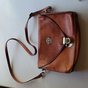 Pratesi Firenze brown leather messenger bag